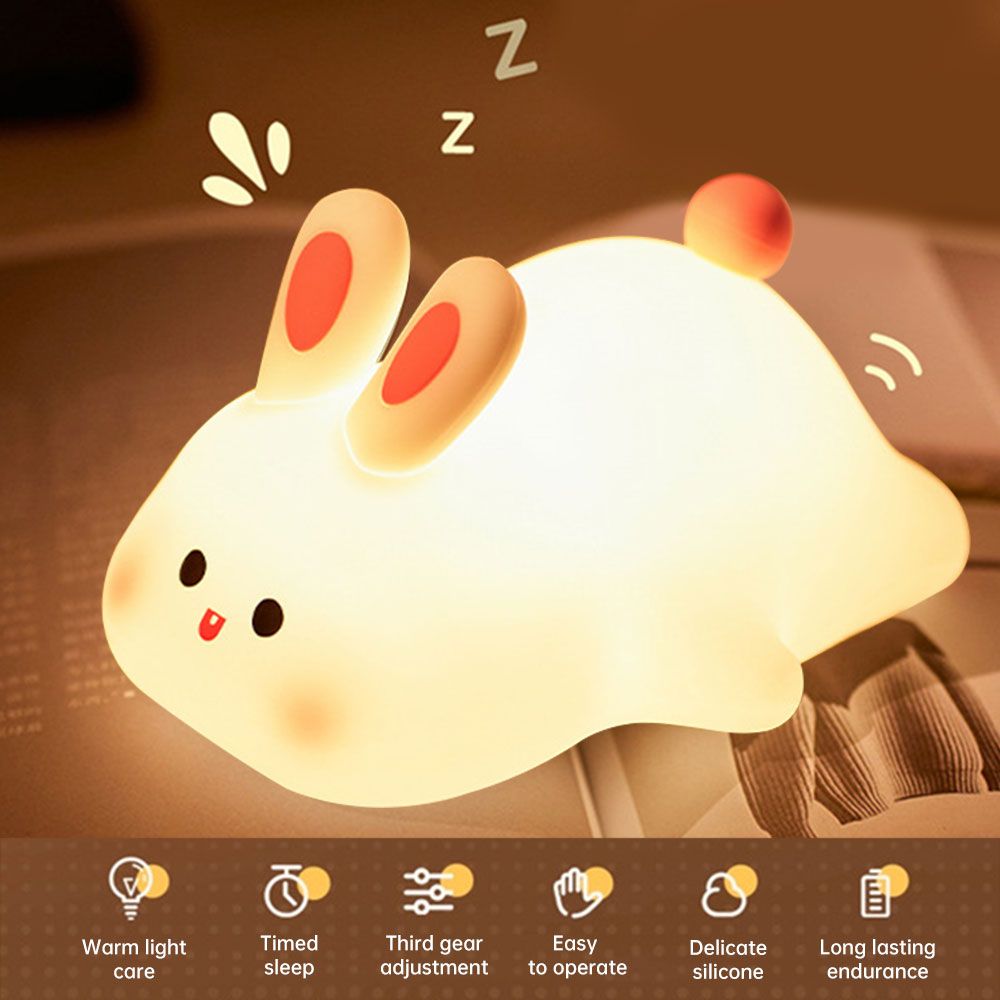 Cute Bunny Night Light – Rechargeable LED Rabbit Lamp | Soft Warm Glow Bedside Lamp for Kids & Bedroom