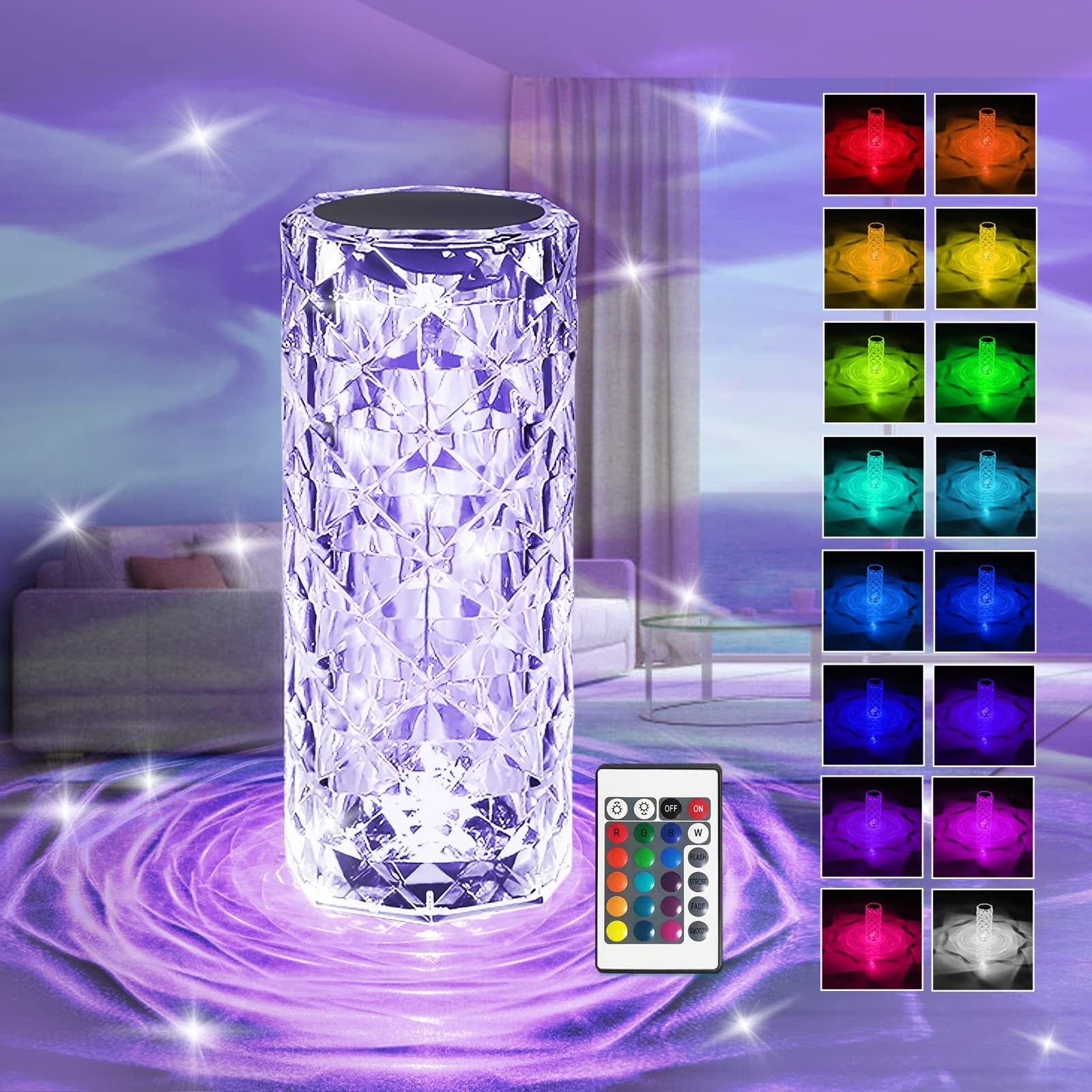 RGB Crystal LED Table Lamp with Remote Control – Decorative Mood Light