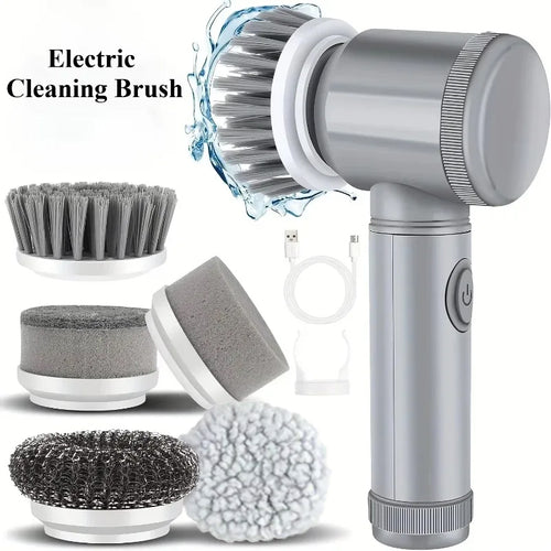 5-in-1 Electric Spin Scrubber | Cordless Rotating Cleaning Brush for Kitchen, Bathroom & Home