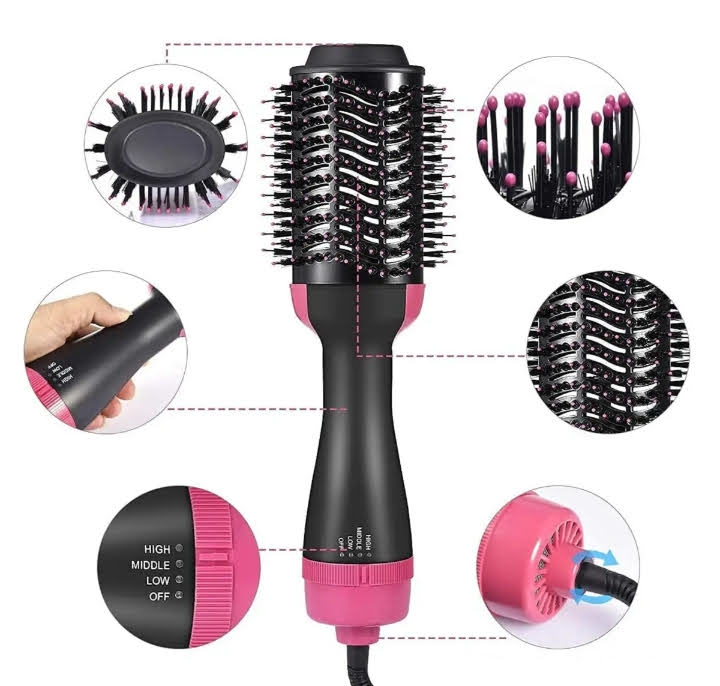 3-in-1 Hair Dryer, Straightener & Curler – Multi-Function Hot Air Brush Hair Styler