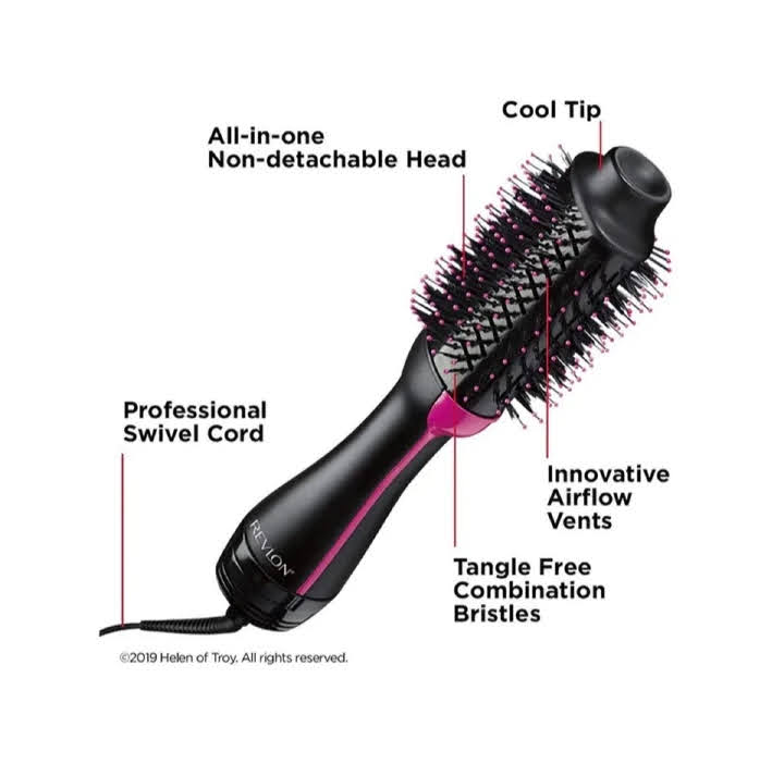 3-in-1 Hair Dryer, Straightener & Curler – Multi-Function Hot Air Brush Hair Styler