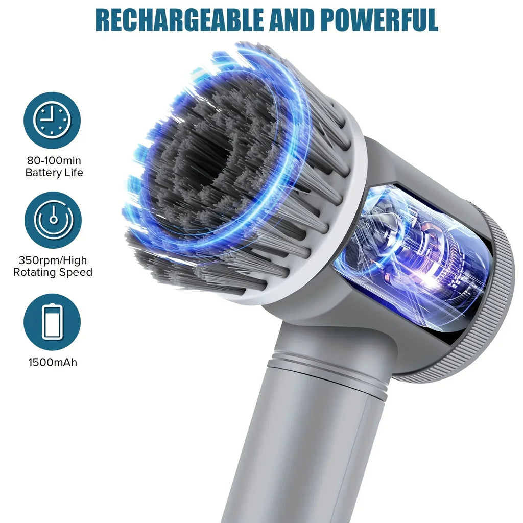 5-in-1 Electric Spin Scrubber | Cordless Rotating Cleaning Brush for Kitchen, Bathroom & Home