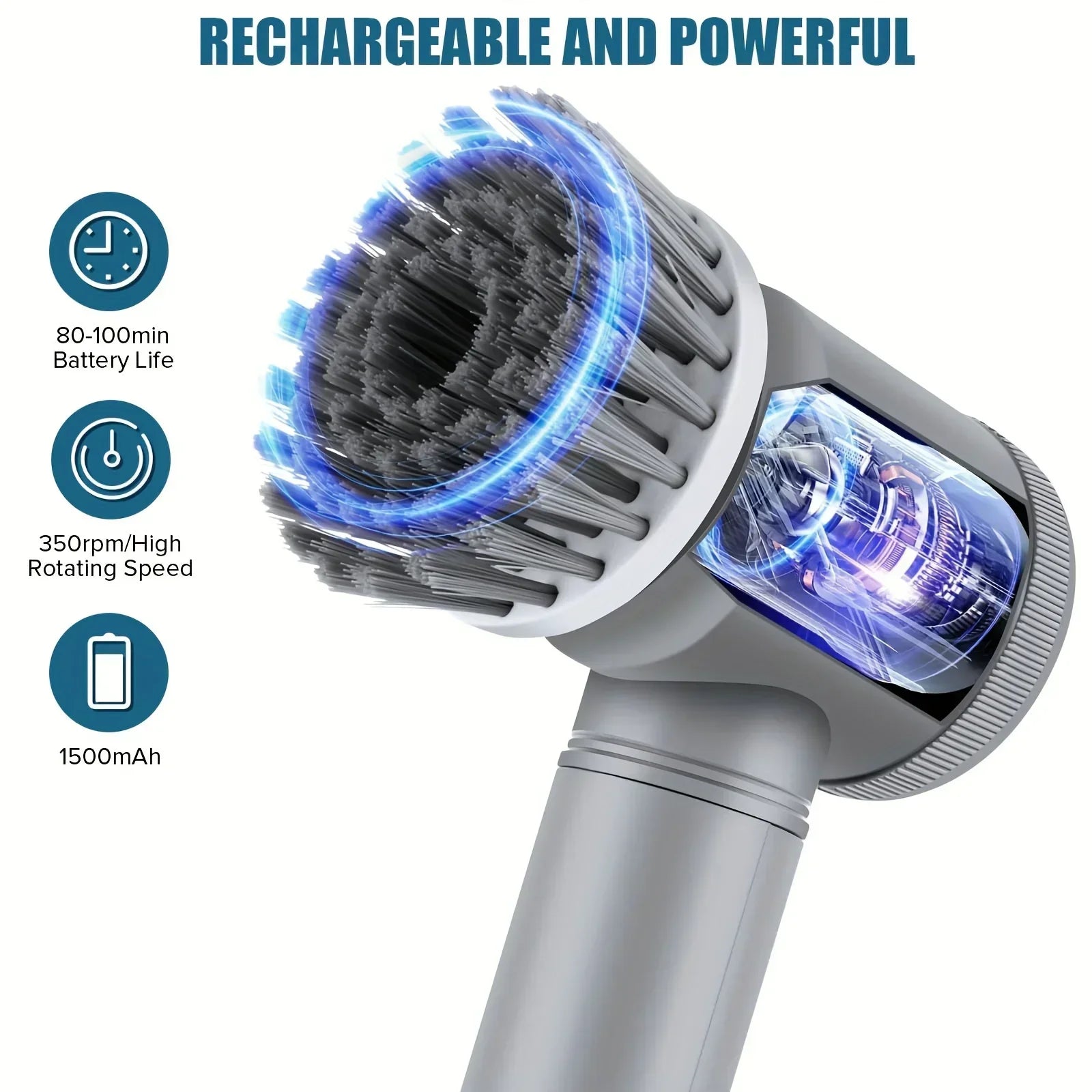 5-in-1 Electric Spin Scrubber | Cordless Rotating Cleaning Brush for Kitchen, Bathroom & Home