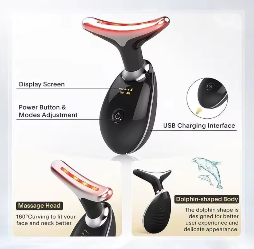 Electric Facial Massager & Skin Tightening Device – Face & Neck Beauty Massager with Heat Therapy
