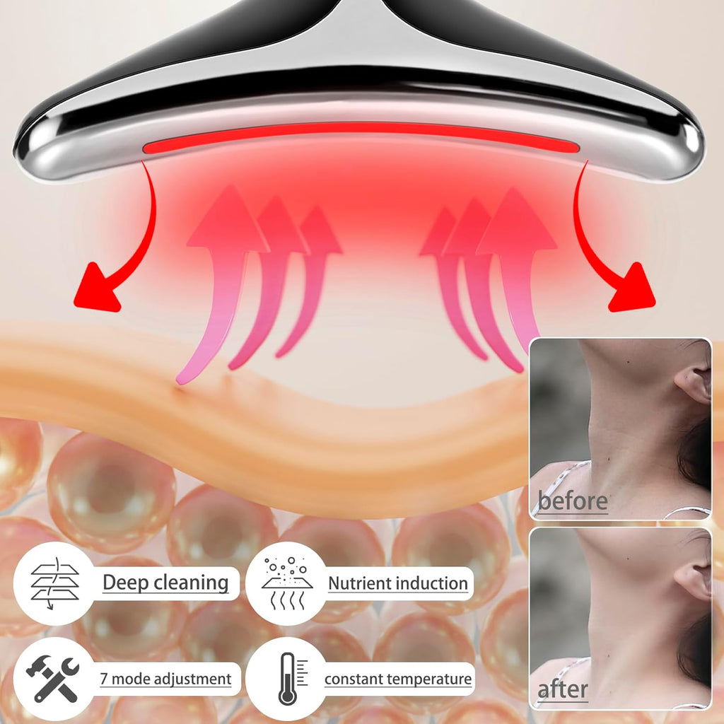 Electric Facial Massager & Skin Tightening Device – Face & Neck Beauty Massager with Heat Therapy