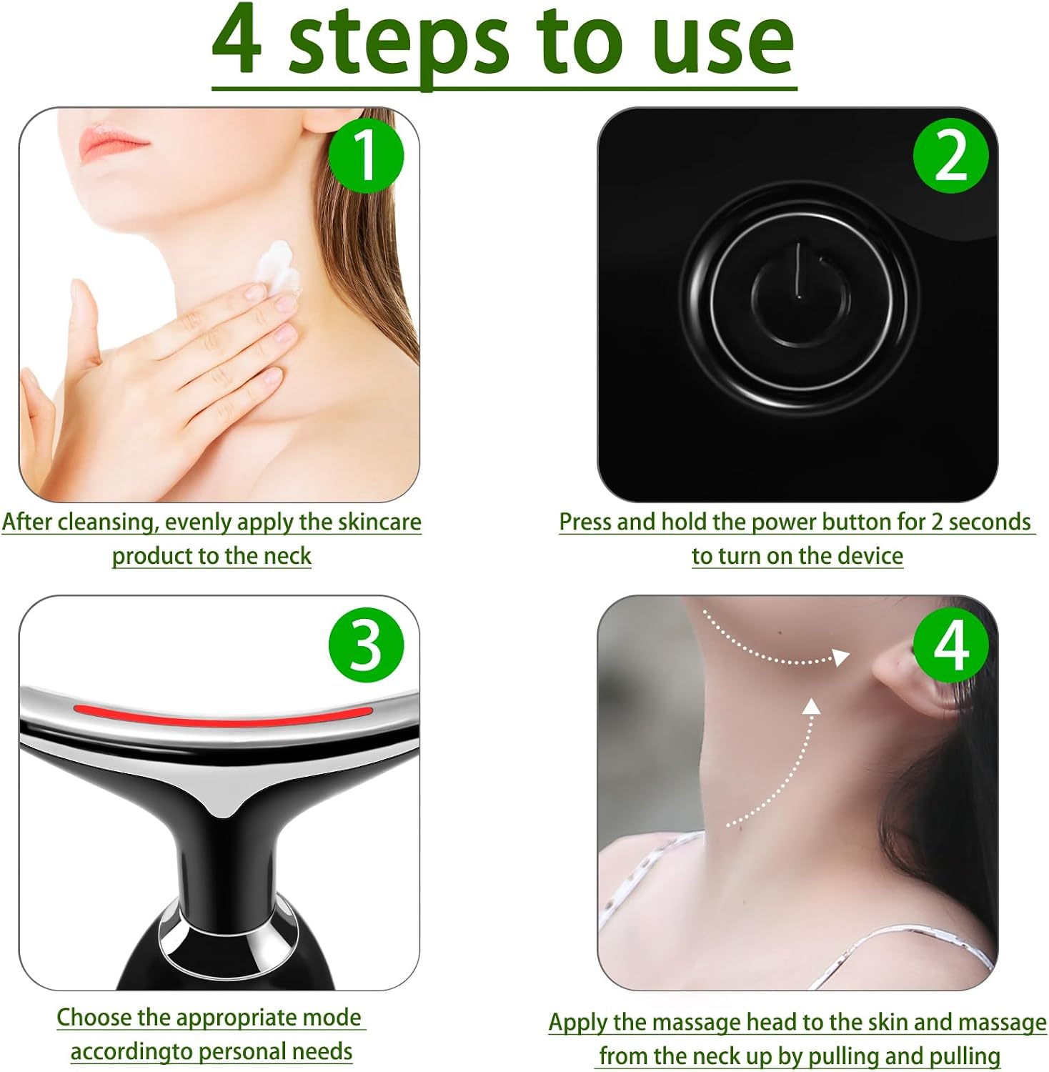 Electric Facial Massager & Skin Tightening Device – Face & Neck Beauty Massager with Heat Therapy