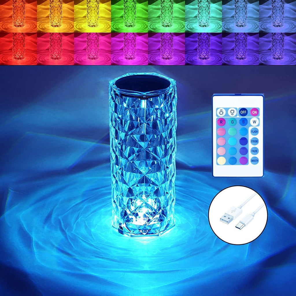 RGB Crystal LED Table Lamp with Remote Control – Decorative Mood Light