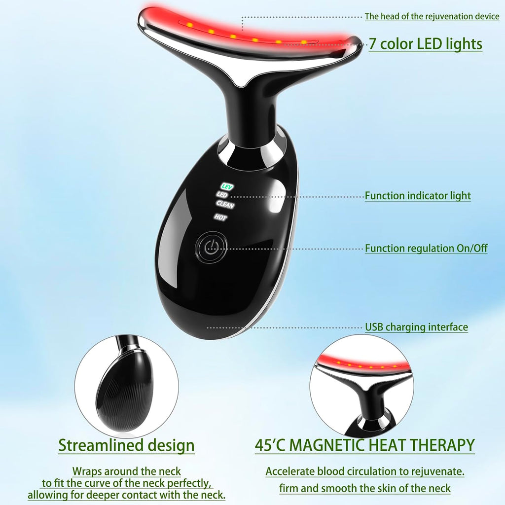 Electric Facial Massager & Skin Tightening Device – Face & Neck Beauty Massager with Heat Therapy
