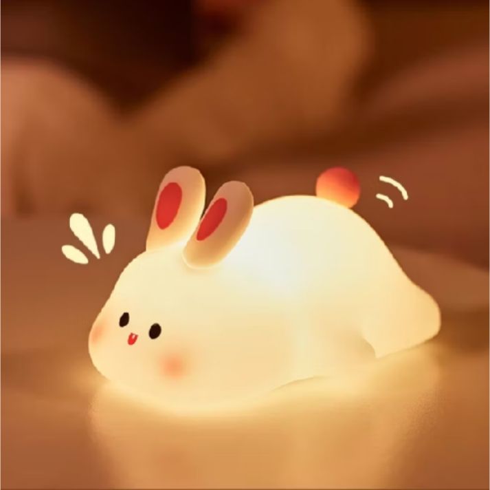 Cute Bunny Night Light – Rechargeable LED Rabbit Lamp | Soft Warm Glow Bedside Lamp for Kids & Bedroom