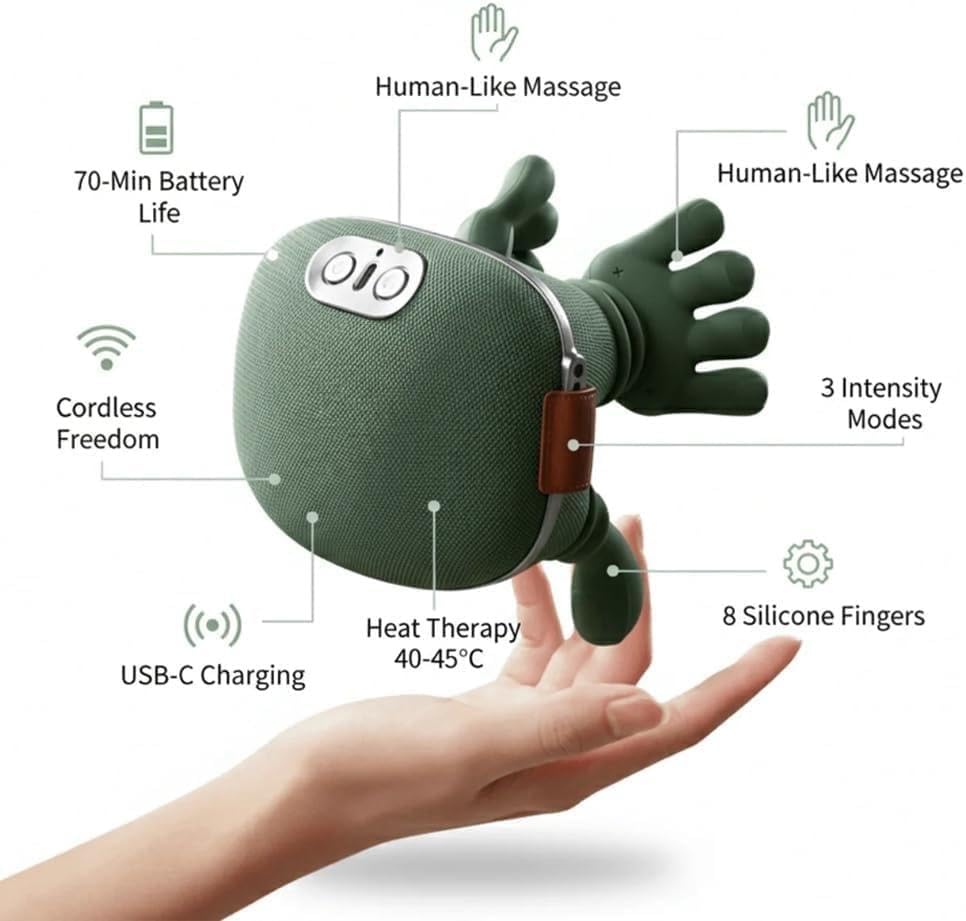 Electric Neck & Shoulder Massager with Heat & Vibration – Portable Relaxation Massage Device